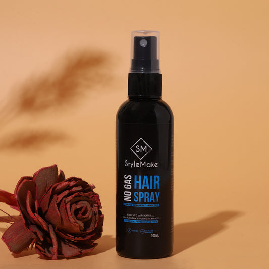Hair spray bottle with a dried rose on a beige background Hair building fiber, hair building fibre, hair fibers, hair fibres lock spray, hair lock spray, hair hold spray, hair fiber spray, hair locking spray, hair spary, hair spary, hair spray with moringa, onion, argan oil
