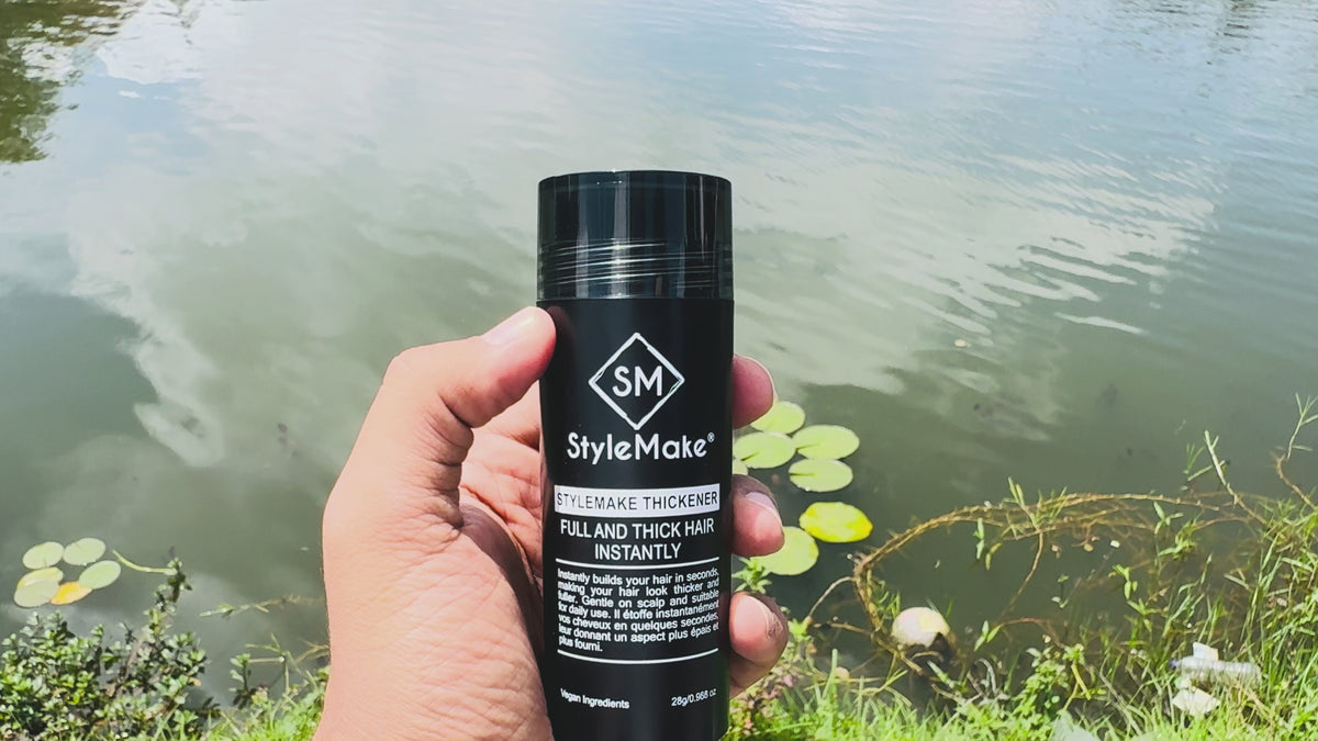 Load video: StyleMake Thickener Hair Building Fiber, Hair fibers, hair building fibres, Buy in United States, United Kingdom, Europe, Australia.